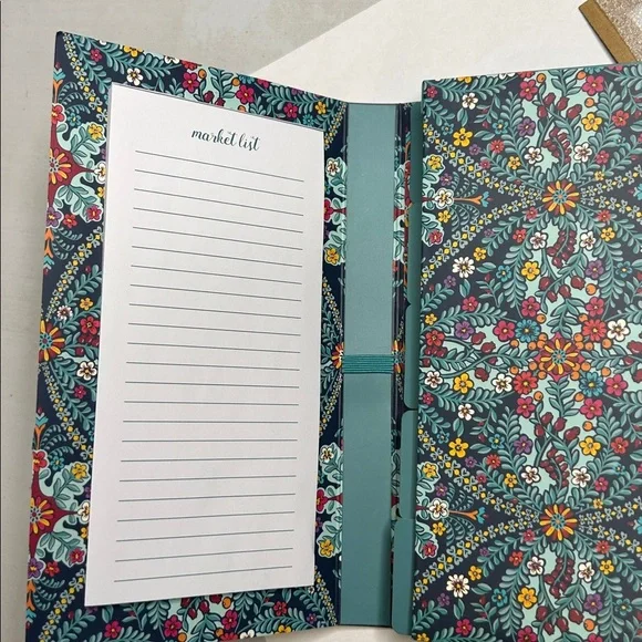 Vera Bradley Kaleidoscope Navy Blue Market Coupon Organizer With Notepad - Picture 6 of 10